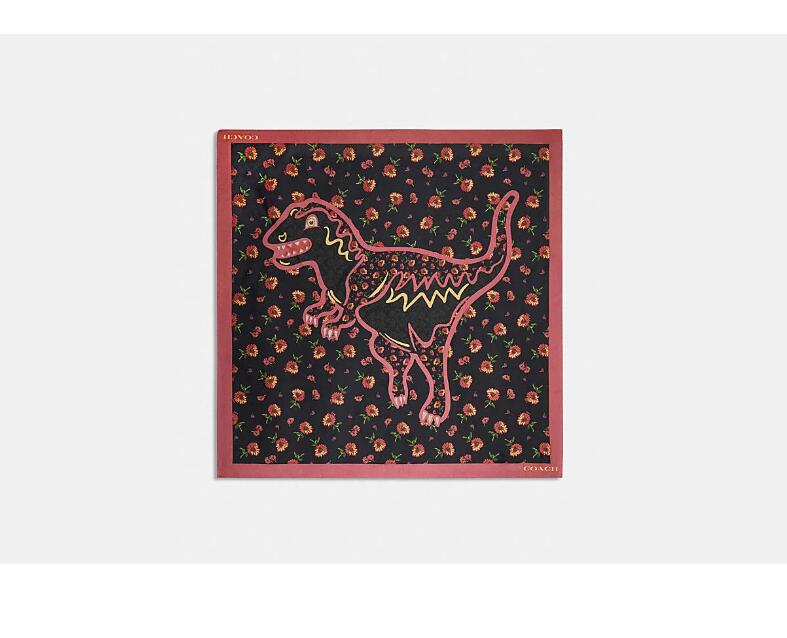 Cheap Rock 'n' Roll Style Floral Print REXY Mulberry Silk Square Scarf