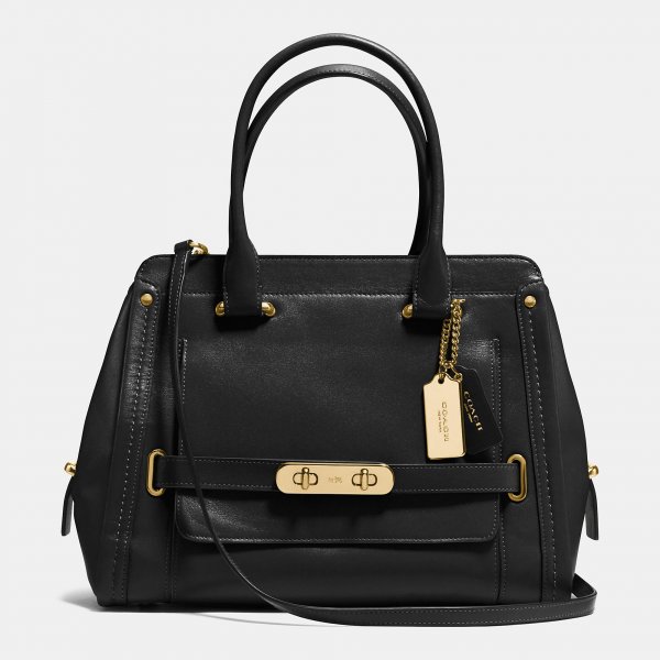 Lady Beloved Coach Swagger Frame Satchel In Calf Leather