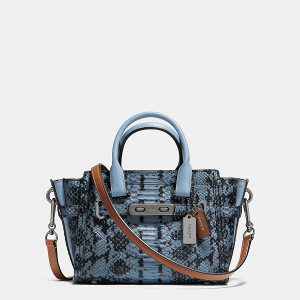 Mature Female Coach Swagger 20 In Colorblock Exotic Embossed Leather
