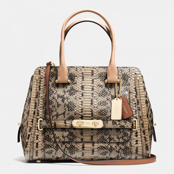 Luxury Elegant Coach Swagger Frame Satchel In Colorblock Exotic