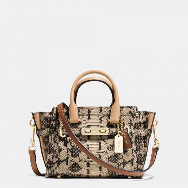 Modern Style Coach Swagger 20 In Colorblock Exotic Embossed Leather